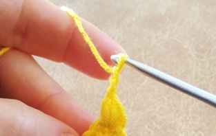 玉編みと鎖2目を編んだ画像