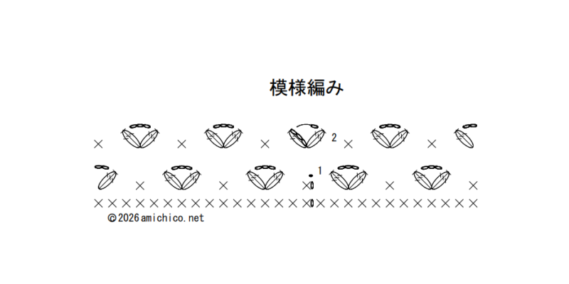 模様編みの編み図の画像